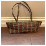 Maruca Fabric Handbag Green Rust Polka Dot Pattern