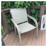 2 Gray Metal Sling Patio Chair with Armrests