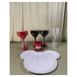 Disney Mickey Minnie Plate Mug Cocktail Glasses