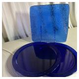 Cobalt Blue Glass Plates Square & Round Set