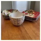 Poinsettia & Cardinal Christmas Dinnerware Set