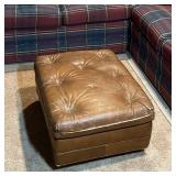 Brown Leather Ottoman Caster Wheels