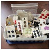Vintage Buttons on Cards Collection in Bin