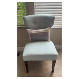 Light Blue Tufted Accent Chair with Nailhead Trim