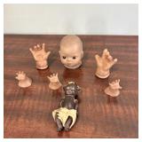 African American Bisque Porcelain Doll & Parts