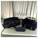 Black Nylon Messenger Bags & Polka Dot Pouch Set