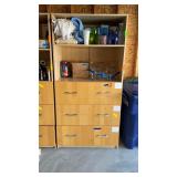 Maple Tone Shelving Unit w/ 3 Heavy Duty Drawer