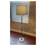 Stiffel Silver Tone Floor Lamp with Linen Shade