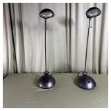 Black Metal Halogen Desk Lamps Pair Modern