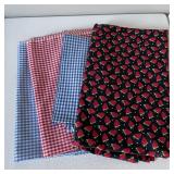 Cotton Fabric Pieces Gingham and Strawberry Print