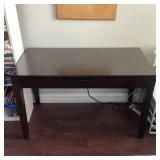 Dark Brown Wood Writing Desk with Drawer