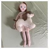 Vintage Handmade Cloth Rag Doll with Puppy Dog
