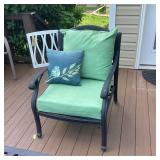 Black Metal Patio Chair w/ Green Cushions