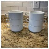 White Ceramic Stackable Coffee Cups Set of 6