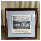 Framed Thoreau Quote Watercolor Print Boy Lake