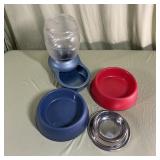 Pet Bowl Set w/ Gravity Water Dispenser