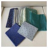Quilting Fabric Pieces Blue Green Floral Print