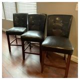 Black Faux Leather Tufted Counter Height Chairs