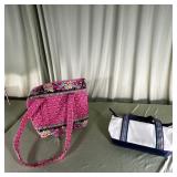 Vera Bradley Pink Quilted Tote & Canvas Bag Set