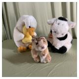 Plush Stuffed Animal Trio Duck Hamster Cow