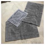 Gray Cotton Bath Mat Set of 3 Assorted Sizes