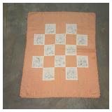 Vintage Peach Sunbonnet Sue Embroidered Baby Quilt