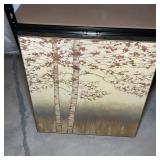 Birch Tree Landscape Painting Gold Tone Frame