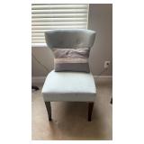 Light Blue Tufted Accent Chair with Nailhead Trim