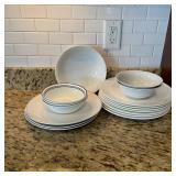 White Ceramic Dinnerware Set Plates and Bowls