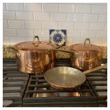 Copper Cookware Set with Brass Handles 5 Pieces