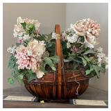 Woven Basket Floral Arrangement Pink White Flowers