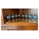 Smoke Blue Stemmed Wine Glasses Set of 16