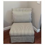 Striped Upholstered Slipper Chair Black White