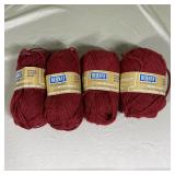 Bernat Germantown Worsted Yarn Burgundy 4 Skeins