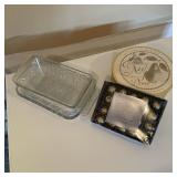 Glass Baking Dishes Holiday Plates Ribbon Decor