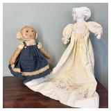 Vintage Folk Art Hand Painted & Pillowcase Dolls