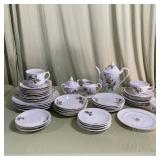 White Porcelain Rose Pattern Tea Set & Dinnerware