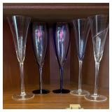 Champagne Flutes Clear & Cobalt Blue