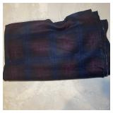 Plaid Wool Blend Fabric Navy Blue Purple