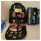 Green Picnic Backpack Set with Thermos Case