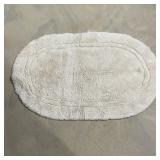 Cream Oval Cotton Bath Rug Mat