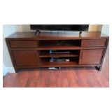 Dark Cherry Wood TV Console Media Cabinet