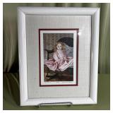 Framed Ltd Edition Print Doll Pink Dress Signed
