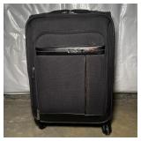 Black Fabric Spinner Suitcase with Wheels