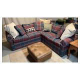 Plaid Sectional Sofa with Accent Pillows