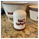 Enamelware Popcorn Bowl Set w/ Salt Shaker