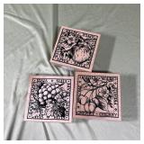Rubber Stamps Wood Mounted Fruit Botanical Set 3