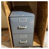 Vintage Steel Two-Drawer Filing Cabinet Gray Metal