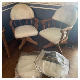 Oak Rolling Armchairs with Replacement Cushions