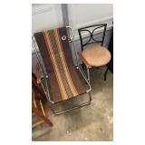 Vintage Folding Camp Chair & Round Vanity Stool